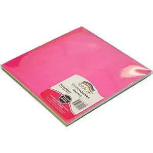 Rainbow Premium Fluro Squares 85 GSM Single Sided Kinder 100 Paper Sheets, Assorted, 250 mm Rainbow Premium Fluro Squares 85 GSM Single Sided Kinder 100 Paper Sheets, Assorted, 250 mm