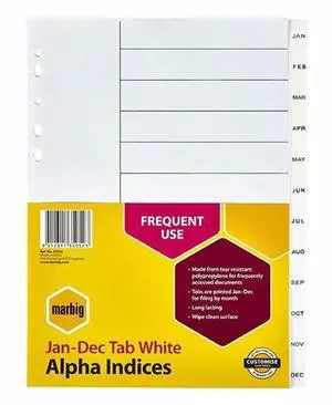 MARBIG(R) 35052 Indices PP A4 Jan-Dec Tab White MARBIG(R) 35052 Indices PP A4 Jan-Dec Tab White