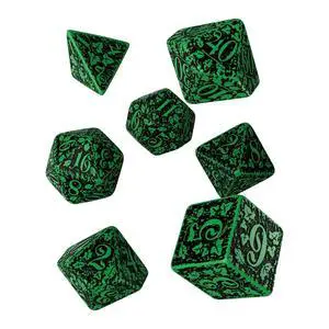 Q WORKSHOP Forest Engraved green & black RPG ornamented Dice Set 7 polyhedral pieces Q WORKSHOP Forest Engraved green & black RPG ornamented Dice Set 7 polyhedral pieces
