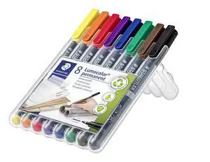 STAEDTLER Lumocolor Permanent Universal Pen: Set of 8 Permanent Markers, Assorted Colors, Felt Tip, Fine Tip 0.6mm - Multi Surface, Quick Dry, Smudge-Proof & Waterproof - For Home, School & Office STAEDTLER Lumocolor Permanent Universal Pen: Set of 8 Permanent Markers, Assorted Colors, Felt Tip, Fine Tip 0.6mm - Multi Surface, Quick Dry, Smudge-Proof & Waterproof - For Home, School & Office