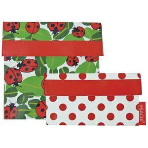 Sachi Reusable Sandwich/Snack Lunch Pockets Set of 2 - Lady Bug Sachi Reusable Sandwich/Snack Lunch Pockets Set of 2 - Lady Bug