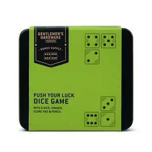 Gentlemen's Hardware Push Your Luck Dice Game in a Tin Gift, Multicolored Gentlemen's Hardware Push Your Luck Dice Game in a Tin Gift, Multicolored