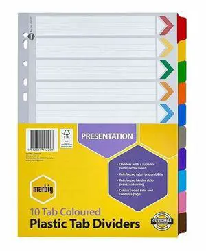 Marbig 35017F Reinforced Dividers Handle A4 Colour 10 Tabs White Marbig 35017F Reinforced Dividers Handle A4 Colour 10 Tabs White