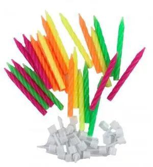 ALPEN CANDLES ALPEN B/DAY NEON W/HOLDERS 24'S ALPEN CANDLES ALPEN B/DAY NEON W/HOLDERS 24'S