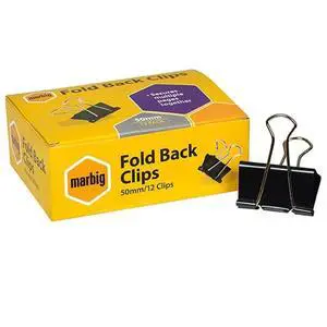 MARBIG(R) Fold Back Clips 50mm Box 12 87050 MARBIG(R) Fold Back Clips 50mm Box 12 87050