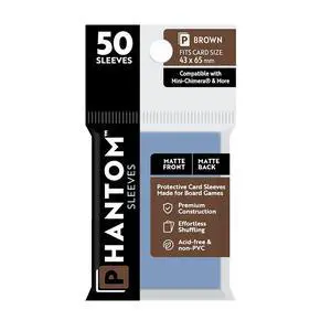 Phantom Sleeves: Brown Size 43 x 65mm: Matte Front/Back - 50 Pack - Transparent Protective Card Sleeves for Board Games, Trading Cards & Card Games Phantom Sleeves: Brown Size 43 x 65mm: Matte Front/Back - 50 Pack - Transparent Protective Card Sleeves for Board Games, Trading Cards & Card Games