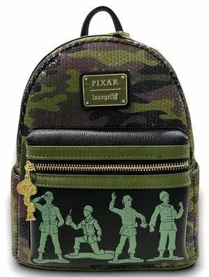 Loungefly GT Exclusive Disney Pixar Toy Story Army Men Camo Sequin Mini Backpack Loungefly GT Exclusive Disney Pixar Toy Story Army Men Camo Sequin Mini Backpack