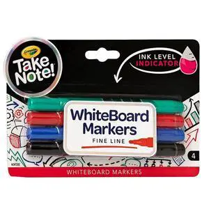 Crayola Take Note Dry Erase Markers, Fine Line, 4 Count Crayola Take Note Dry Erase Markers, Fine Line, 4 Count