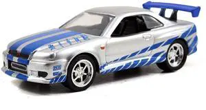 Jada Toys Fast & Furious 1:55 Brian's 2002 Nissan GT-R R34 Build N' Collect Die-cast Model Kit, Toys for Kids and Adults, Blue Jada Toys Fast & Furious 1:55 Brian's 2002 Nissan GT-R R34 Build N' Collect Die-cast Model Kit, Toys for Kids and Adults, Blue
