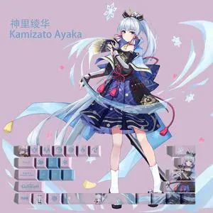 Genshin Impact Themed Keycaps Kamisato Ayaka PBT heat-sublimation keycaps 29 keys OEM high degree