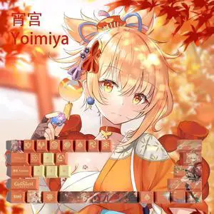 Genshin Impact Themed Keycaps Yoimiya PBT heat-sublimation keycaps 29 keys OEM high degree