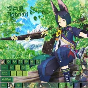 Genshin Impact Themed Keycaps Tighnari PBT heat-sublimation keycaps 29 keys OEM high degree