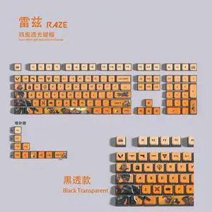 VALORANT Themed Keycaps Raze Black translucent on all sides PBT heat-sublimation keycaps 119 keys ASA high degree