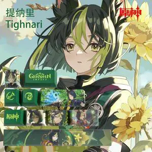 Genshin Impact Themed Keycaps Tighnari PBT heat-sublimation keycaps 10 keys OEM high degree