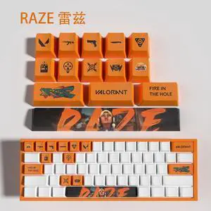 ROAXRJ VALORANT Themed Keycaps Raze PBT heat-sublimation keycaps 14 keys OEM high degree