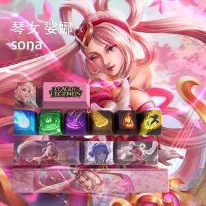League of Legends Themed Keycaps Sona Buvelle PBT heat-sublimation keycaps 12 keys OEM high degree