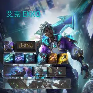 League of Legends Themed Keycaps Ekko PBT heat-sublimation keycaps 12 keys OEM high degree