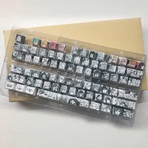 ROAXRJ Binary keycaps Akari black and white translucent English PBT heat-sublimation keycaps 108 keys set OEM height