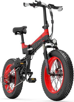 Bezior Electric Bike XF200 for Adults, Foldable 20" x 4.0 Fat Tire Electric Bicycle, 1000w Motor 48V 15Ah Removable Lithium Battery, 25MPH Snow Beach Mountain E-Bike Shimano 7-Speed Gear Ebikes Red