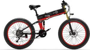 BEZIOR-X Plus Foldable Electric Bicycle, 26-Inch Wheels, 48V, 1500W, Maximum Speed 40Km/h, Load 200Kg, Hydraulic Disc Brake Black/Red