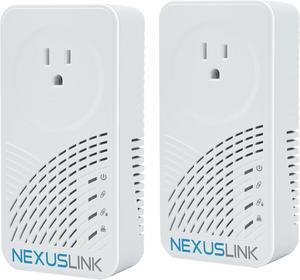 NexusLink Powerline Wave 2 G.hn Powerline Adapter | Pass-Through Outlet | 2 Gbps | 2-Unit Kit | (GPL-2000PT-KIT)