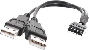 Dual USB-A Male Header to Motherboards 9Pin Connector Cable Converter Adapter Cord for Computer Mainboard(50cm)