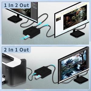 USB Switcher 2 in 1 Out(1 in 2 Out) Bi-Directional,USB 3.0 Switch Selector,Keyboard Mouse Switcher,USB Switcher 2 Computers Share 1 Device for Printer,Keyboard, USB Switch with 2pcs USB Cables