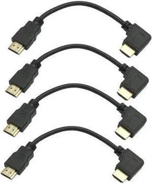 4Pack 8Inch 8K Ultra HD High Speed 48Gpbs HDMI Cable Short 90 Degree 8K HDMI Cable 2.1 Right Angle HDMI Male to Male 8K@60hz 4K@120hz 2K@144hz eARC HDR (8inch 8K Right Angled)