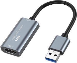 4K HDMI Video Capture Card,Video Record Card,Audio Capture Adapter,HDMI to USB Audio Video Recording in 1080P@30Hz, 4K@30Hz for Teaching,Broadcasting,Gaming,Streaming,Video Conference (1 Pack, Silver)