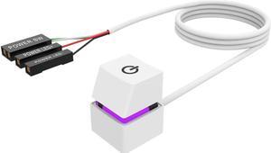 Desktop Computer Power Switch Power Supply Control Adapter Cable , 7 Colors backlit 6.56ft External PC Power Button ATX Desktop Computer Case Motherboard Switch On Off Power SW Cables (White)