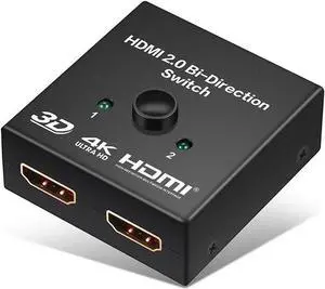 HDMI 2.0 Switch, 2x1 or 1x2 HDMI-compatible Bi-Directional Switcher with HDCP 2.2 Pass Through, Support UHD 4Kx2K@60Hz & 3D