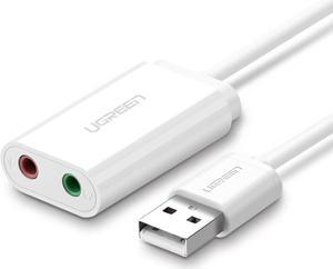 USB to Audio Jack Sound Card Adapter with Dual TRS 3-Pole 3.5mm Headphone and Microphone USB to Aux 3.5mm External Audio Converter for Windows Mac Linux PC Laptops Desktops PS5 Headsets Black