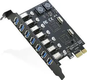 PCIE USB 3.0 Card 7 Ports High Speed 5Gbps, RIITOP PCI-E Expree to USB3 Expansion Adapter Card Controller for Windows 11/10/8/7/XP/Vista (NOT for 2U Case)
