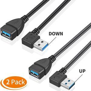 2 Pack SuperSpeed USB 3.0 Angle Male to Female Extension Cable Convertor Adapter Extender Cord Left and Right Angle one Each - 6 inch 2 Pack