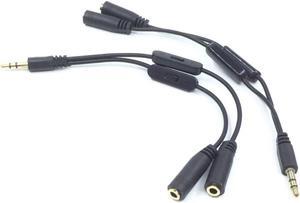 3.5 Jack Splitter Male To 2 Female Jack 3.5mm Stereo Audio Cable Y Splitter Adapter Volume Control Headphone Phone AUX Cable