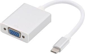 USB C TO VGA Adapter - USB 3.1 Type C (USB-C) to VGA 1080p Adapter (Thunderbolt 3), DP Alt Mode Converter w/ Aluminium Case for 2017 MacBook Pro/Yoga 920 - Silver