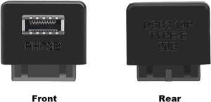 USB 3.0 / 3.1 Gen 2 IDC 20Pin to USB 3.1/3.2 Type-E A-Key Motherboard Internal USB Header Adapter Converter for Type C Front Panel Chassis Bracket (Reverse Type-90 degree)