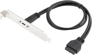 1.64FT Motherboard USB 20pin to USB 3.1 Type-C Female Adapter w/ PCI Slot Cover Bracket,w/ 5Gbps Data Transfer Speed - Black