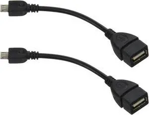2 Pack USB 2.0 OTG Cable,Micro USB to USB Adapter, On The Go Adapter Micro USB Male to USB Female for Samsung S7 S6 Edge S4 S3, LG G4,Android Devices (Black)