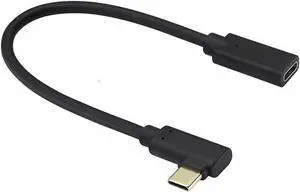 USB Type C Male to Female Adapter,USB-C USB 3.1 Type-C Right & Left Angled 90 Degree 4K@60Hz UHD with Audio/5A/10Gbps Extension Cable Laptop & Tablet & Cell Phone - 8inch,Black
