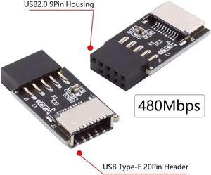 Motherboard USB 2.0 9pin Header to USB 3.2 20Pin Type E Key-A Female Adapter Extension for USB-C Front Panel