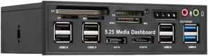 USB 3.0 Hub eSATA SATA Port Internal Card Reader PC Dashboard Media Front Panel Audio for SD MS CF TF M2 MMC Memory Cards Fits 5.25" Bay