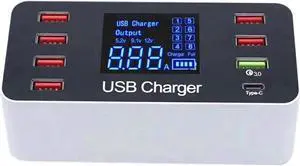 8 Port Multi Fast Usb Charger Quick Charge 3.0 Multiple Usb Phone Charging Station Universal Usb Hub Charger Qc 3.0 Led Displa