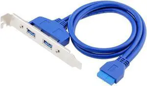 50cm Internal 2Pin USB 3.0 Female Mount Panel to Motherboard 20pin Cable with PCI Bracket