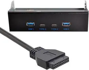 USB-C & USB 3.0 HUB 4 Ports Front Panel to Motherboard 20Pin Connector Cable for 5.25" CD-ROM Bay U3-111