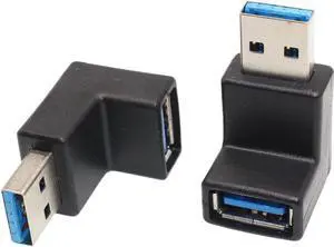 Right Angle USB Adapter VCZHS USB3.0 AM to AF L Shape Converter Adapter USB 3.0 A Male to A Female 90 Degree Angle Plug(Pack of 2)