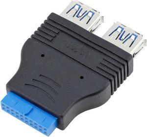 Dual Port USB 3.0 to Motherboard Mainboard Internal 20pin /19pin Header Adapter ,20-pins to 2 X USB A Female Connector