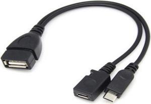 1pc 2 In 1 OTG Micro USB Host Power Y Splitter USB Adapter To Micro 5 Pin Male Female Cable