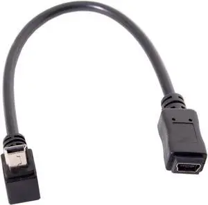 2pcs GPS Mini USB 5P 90 Degree Up Down Angled Male to Mini USB 5Pin Female Extension Cable
