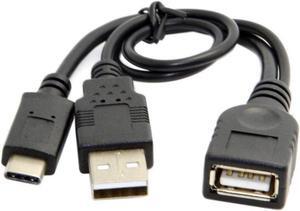 USB 2.0 Female OTG to USB-C Type-C USB 3.1 Data Cable with Power for Cell Phone & Laptop Pro